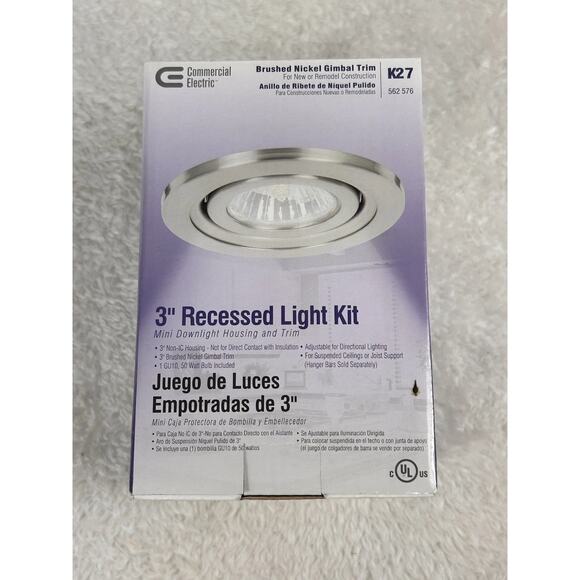 Commercial Electric K27 NEW 3" Recessed Light Fixture 562-576 Brushed Nickel - Picture 2 of 6